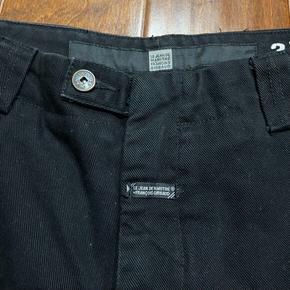 Marithe Francois Girbaud Vintage Strap Black Grey Jorts Denim Shorts Mens 34 - Picture 3 of 9
